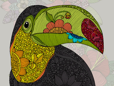 El toucan design illustration pen and ink vector
