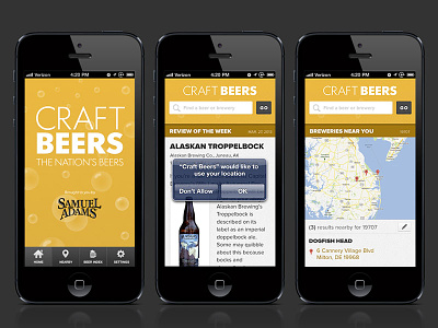 Concept for craft beers app app beer mobile samuel adams