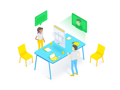 Isometric illustration for a tech business