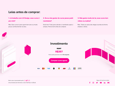 Footer for a course landing page pink pink ui squeeze page typography ui design