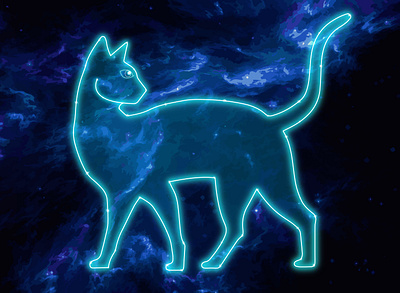 Star cat blue cat cosmos design fantastic glow graphic design illustration illustrator lights minimal stars vector