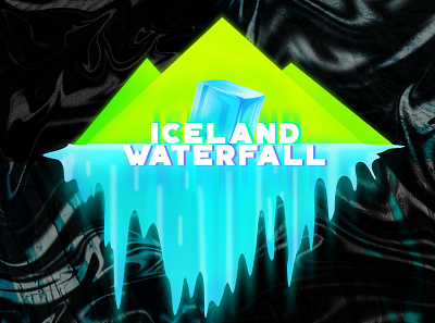 ICELAND waterfall branding bright color graphic design ice iceland icon logo minimal mountain silk water waterfall webdesign