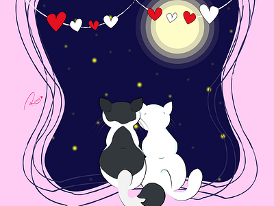 Cat Couple in Love