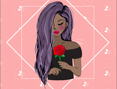 Black beauty art artwork beautiful digitalart digitalartwork fashion girl illustration graphicdesign illustrationartist love love season romantic rose vector illustration