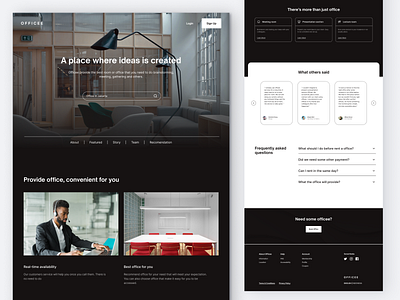 #ExplorationUI - Rent Office Web Page black and white page meeting minimalism minimalism web design monochrome web design office page design web design web page