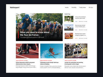Sport News and Health Tips Design Page breaking news dashboard dashboard design health info layout design news news site online news publisher results sport sport site tips user interface user interface design website grid website layout