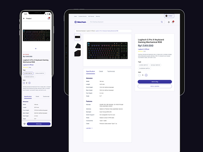 Mechan: Mechanical Keyboard E-Commerce Concept ecommerce marketplace design mobile app concept online shop product page product page example uiux website design concept