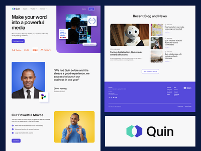 Quin Business Landing Page business business media business model desktop layout design media modern ui product page user interface website layout