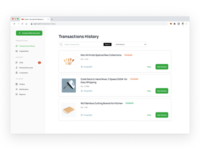 Caart Transactions History Dashboard completed product list dashboard list sections ful page dashboard list page market online shop product history table list transactions history page web dashboard web list sections