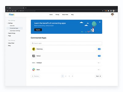 Connecting Apps for Productivity Dashboard dashboard platform example productivity app productivity web responsive web search bar example toggle section example ui dahsboard ui platform ux design web app web platform website section