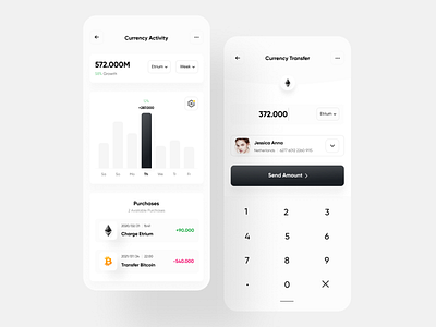 Currency app app bit card chart crypto crypto currency daily ui designer exchange finance interface invest minimal trading app typography ux uxdesign vector wallet