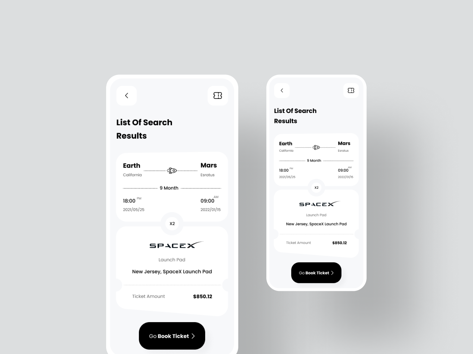 Ticket Booking mars app by Mostafa_taghipour.uix on Dribbble