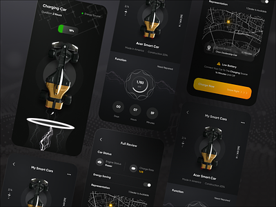 Smart car management 3d app app design battery charge clean concept daily ui energy figma graphic design interface minimal mobile mobile ui smart car management smartcar tesla ui ux
