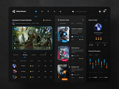 Dashboard design (unity stream) clean daily ui dashboad design designer game interface minimal mobile ui streams ui unity ux website