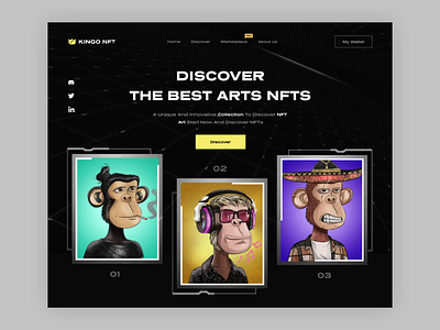 Nft landing page (animated) animation art blockchain clean crypto cryptoart cryptocurrency design designer ethereum interface mobile ui motion graphics nft nft marketplace token typography ui ux website