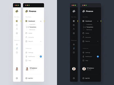 Sidebar navigation app clean concept daily ui dashboard navigation design designer dropdown menu minimal mobile ui navigation side bar sidebar sidebar navigation sub menu ui ui design ux web