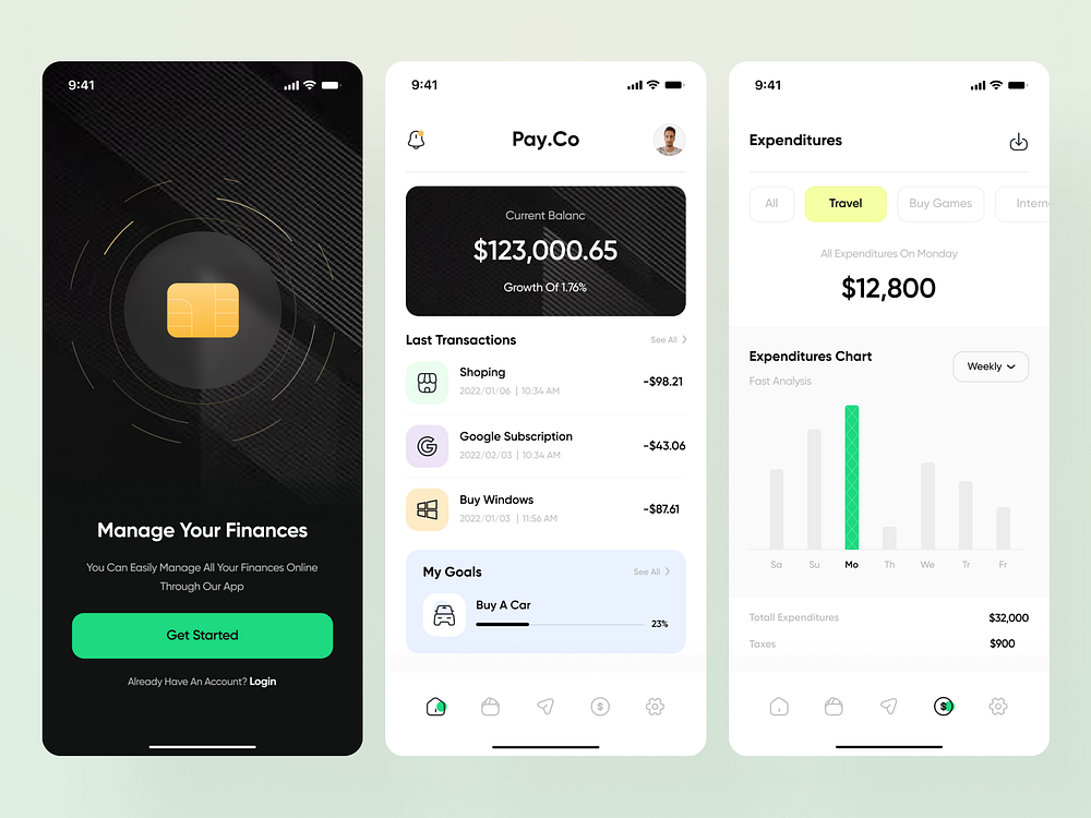 Finance app by Mostafa_taghipour.uix on Dribbble