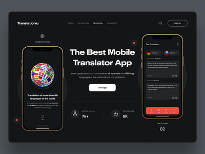 Hero header (Translate App) app clean daily ui design designer germany hero header interface language language learning minimal mobile ui translation ui ux
