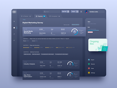 Survey System - Admin Panel - Dark Mode admin dashboard dark mode report survey