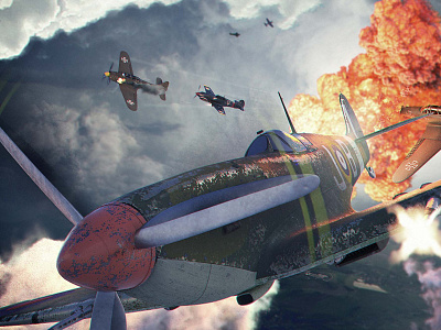 Skybattle 3d artwork battle cinema 4d illustration plane redshift3d world war 2