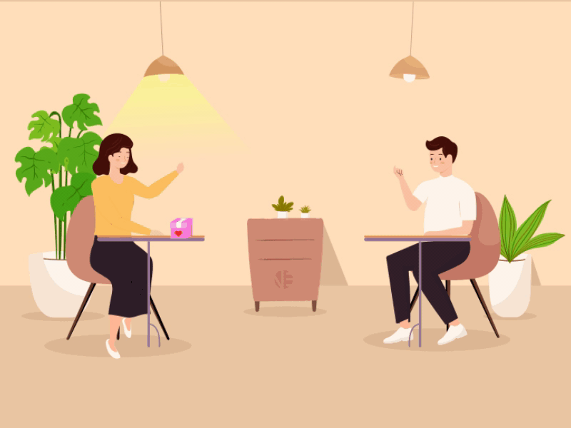 Dating with covid situation Animation 2d animation animated gif animation covid situation love covid19 design illustration love talk minimal vector