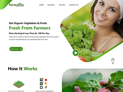 Landing Page UI - Farmzilla | Start-up adobe xd branding hire me icon typography uidesign ux web
