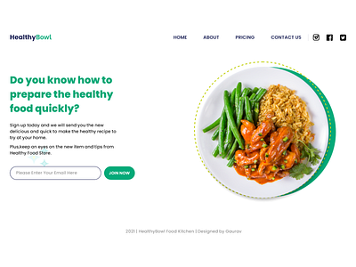 Healthy Meal Delivery Landing Page | HealthyBowl adobe xd branding design ecommerce shop landing page logo design minimalistic subscription typography uidesign