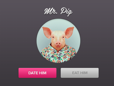 Mister Pig animal avatar button pink profile ui