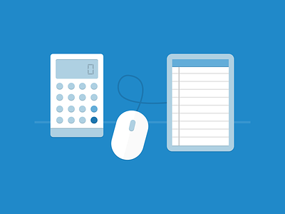 Accountancy graphic accountancy blue calculator flat graphic icons mouse notes