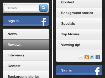 Left or right button facebook search sign in