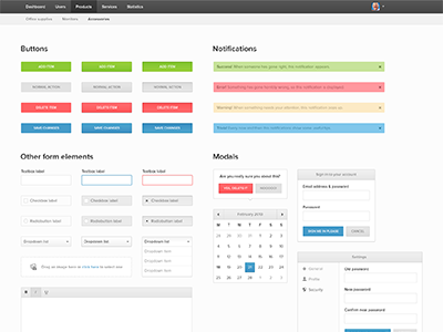 UI kit buttons form modal navigation notifications progress ui ui kit