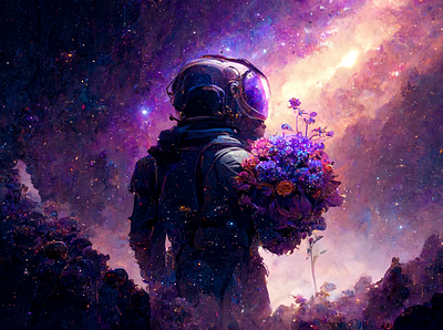 Purple 3 ai art astronaut color concept cosmic design digital gradient illustration light midjourney minimal painting photoshop simple space