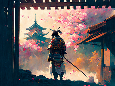 Samurai 1 ai art color concept design digital gradient hero illustration light midjourney minimal painting photoshop simple