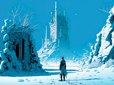 Icy Castle 6 ai art color concept design digital gradient illustration light midjourney minimal painting photoshop simple snow