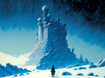 Icy Castle 8 ai art color concept design digital gradient illustration light midjourney minimal painting photoshop simple snow