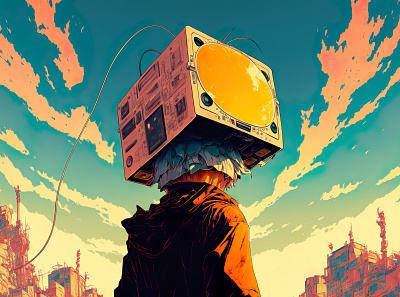 Boxdude 1 ai anime art color concept design digital gradient illustration light midjourney minimal painting photoshop simple