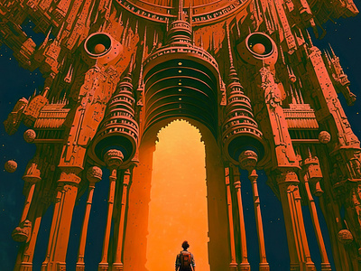 Terracotta 5 ai anime art cathedral color concept design digital gradient illustration light midjourney minimal painting photoshop simple