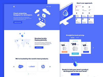 Cloud Service Landing Page clean color design flat landing page responsive simple sketch ui ux web