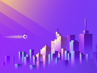 Meeting Above The City clean geometric gradient illustration isometric light minimal scale shadow simple sketch vector