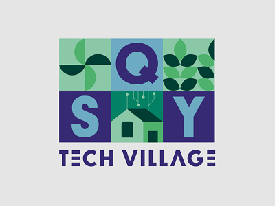 SQY Tech village - Identity branding color palette design graphic design logo logo design logo design branding logo designer logo mark tech vector village
