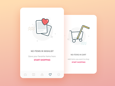 Empty state illustrations ecommerce empty pages gradient icons illustrations love shopping snapdeal unbox