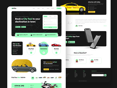 Landing Page Design for Cab/Taxi Service cab agency design landing page taxi agency ui ux web website design