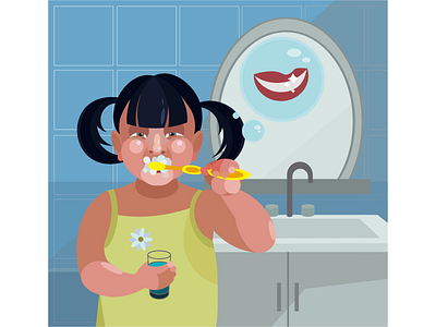 Girl ai branding brush your teeth dentistry flat flat design girl illustration teeth vector