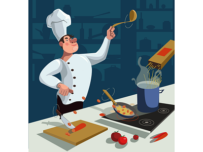 Cook ai character citchen cooking figure flat illustration vector vectorillustration