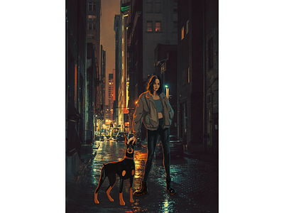 Friend city dog drawig figure friend girl character girl illustration illustration photo ui vectorillustration