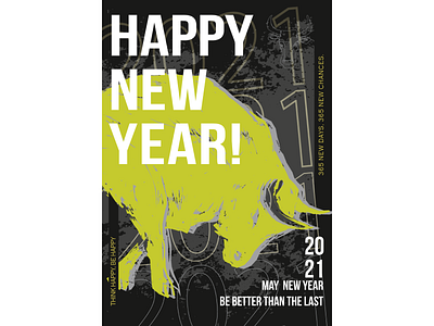 Happy Nev Year ai branding bull design digital art drawig figure happy new year illustration merry christmas poster typografika vector vector illustration