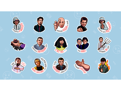 Stickers ai characters drawig figure illustration sticker pack stickers telegram vector