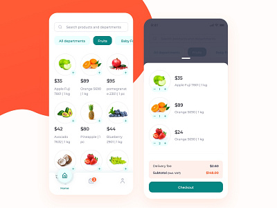 Groceries Shopping Mobile App add to cart app design mamba ecommerce shop food delivery app groceries grocery app grocery store shopping basket typography ui design userinterface ux ux design