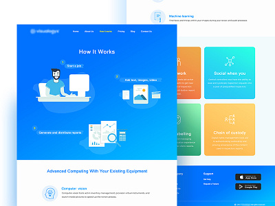 UI design for "how it works" flat design gradient homepage how it works illustration landing page ui web website