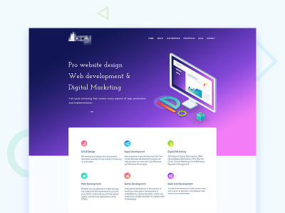 Isometric webpage design gradient isometric landing page software development ui design ux design web